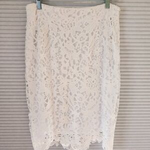 Calvin Klein White Lace Midi Skirt